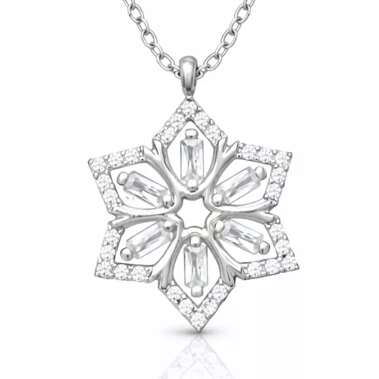 Gümüş Baget Taşlı Çiçek Kadın Kolye