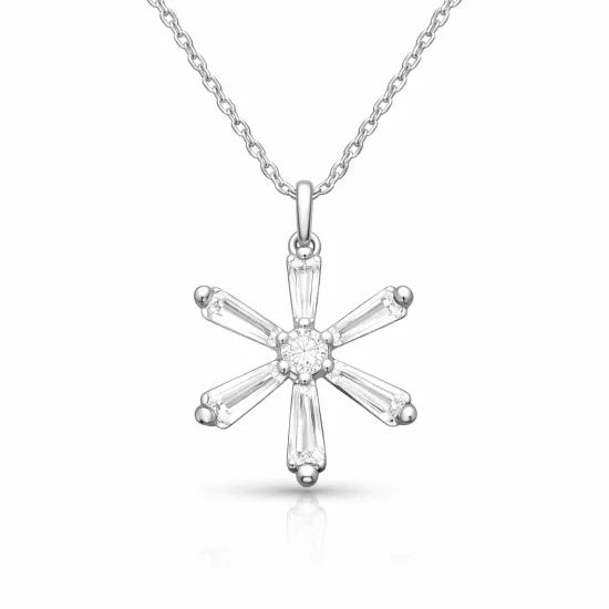 Gümüş Baget Taşlı Çiçek Kadın Kolye