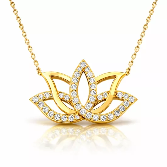 Gümüş Gold Lotus Çiçeği Kadın Kolye