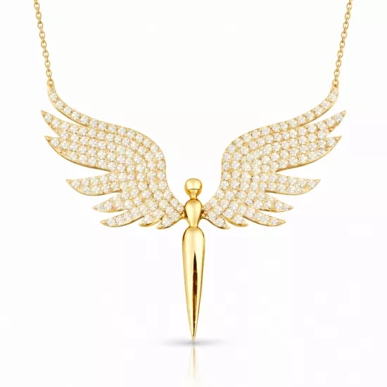 Gümüş Gold Mikail Meleği Kadın Kolye