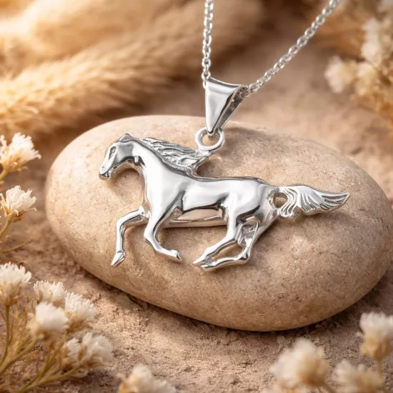 Gümüş Koşan At Kolye