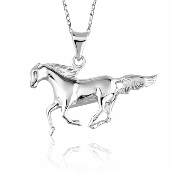 Gümüş Koşan At Kolye