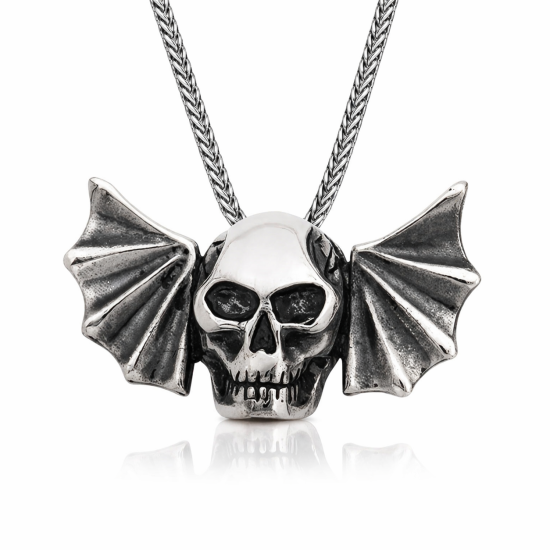 Gümüş Kuru Kafa Erkek Kolye