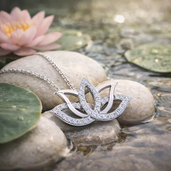 Gümüş Lotus Çiçeği Kolye