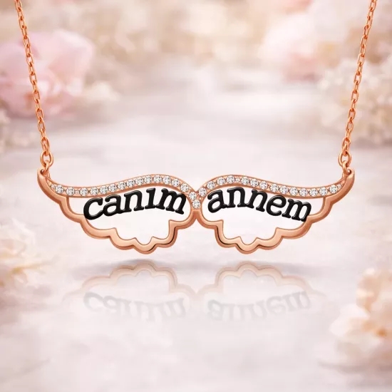 Gümüş Melek Canım Annem Bayan Kolye
