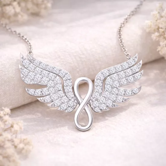 Gümüş Melek Kanadı Sonsuzluk Kadın Kolye