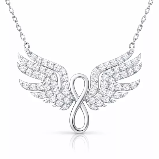 Gümüş Melek Kanadı Sonsuzluk Kadın Kolye
