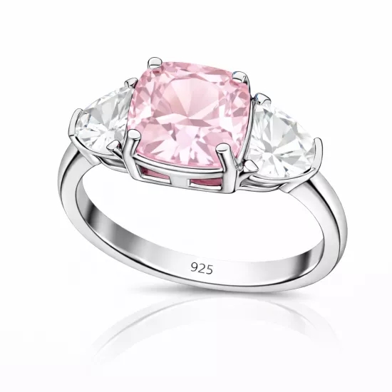 Gümüş Pembe Zirkon Taşlı Kadın Yüzük