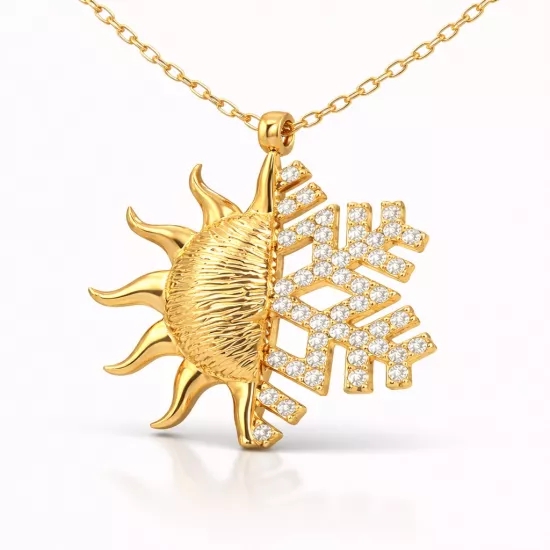 Gümüş Gold Güneş Kartanesi Bayan Kolye