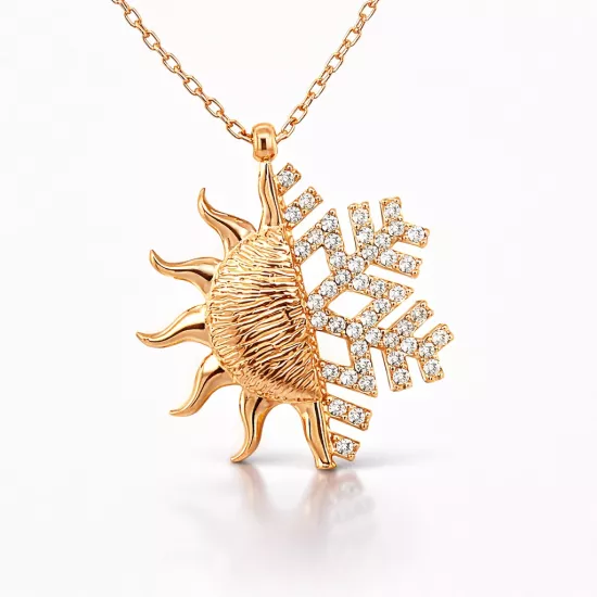 Gümüş Rose Güneş Kartanesi Bayan Kolye