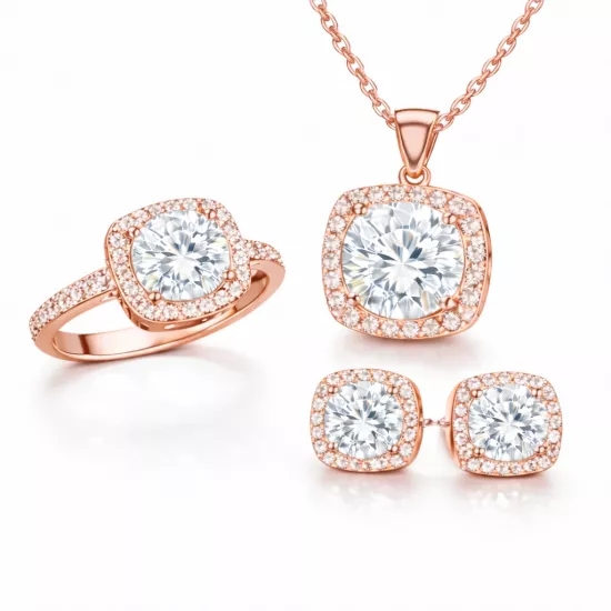 Gümüş Rose Kare Montür Kadın Set