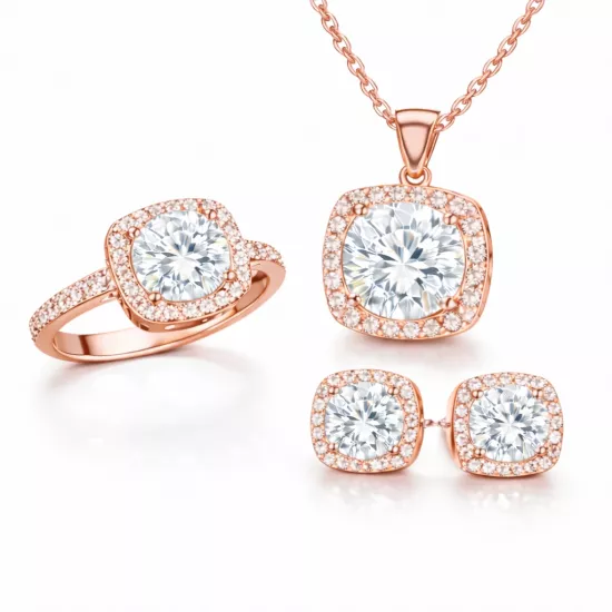 Gümüş Rose Kare Montür Kadın Set