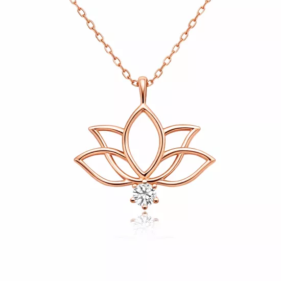 Gümüş Rose Lotus Çiçeği Kadın Kolye