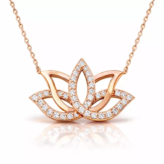 Gümüş Rose Lotus Çiçeği Kolye