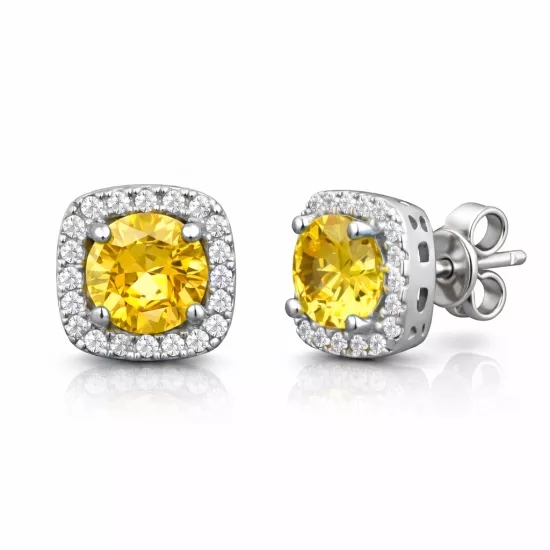 Gümüş Sarı Baget Taşlı Çivili Kadın Küpe