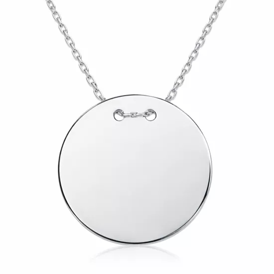 Gümüş Yuvarlak Plaka Kolye