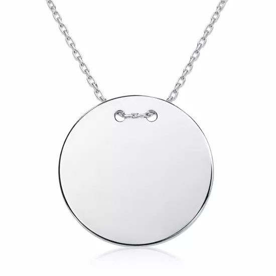 Gümüş Yuvarlak Plaka Kolye