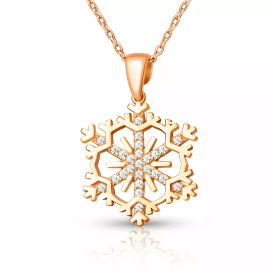 Gümüş Rose Kar Tanesi Kadın Kolye