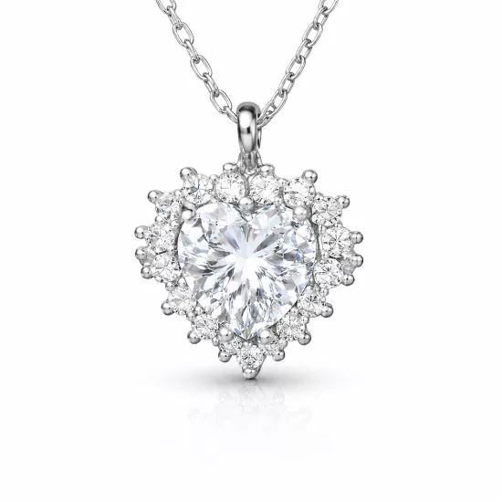 Gümüş Zirkon Taşlı Kalp Kadın Kolye