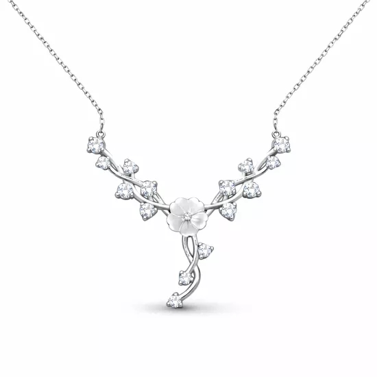 Gümüş Manolya Çiçeği Sarmaşık Kadın Kolye