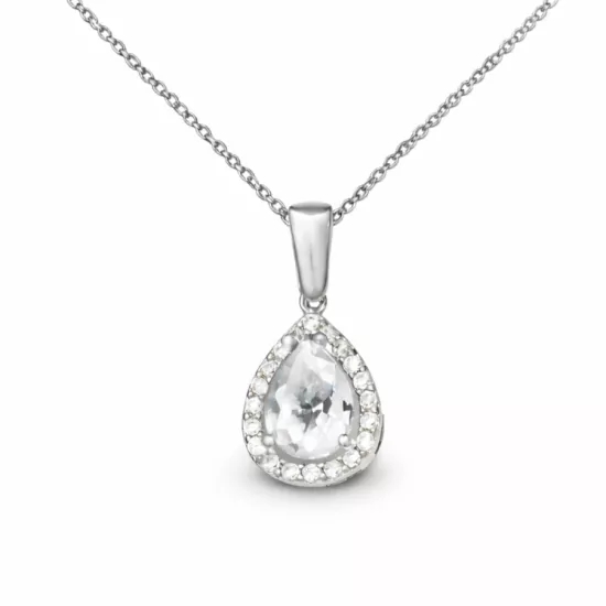 Gümüş Damla Beyaz Zirkon Taşlı Kadın Kolye