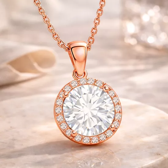 Gümüş Rose Yuvarlak Montür Kadın Kolye