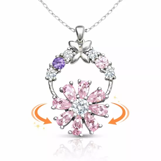 Gümüş Pembe Dönen Çiçek Kadın Kolye