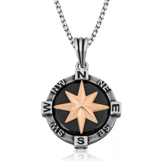 Gümüş Pusula Kolye