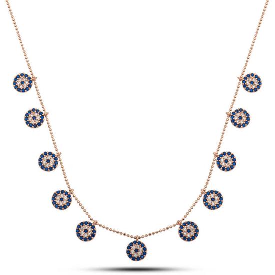 Gümüş Rose Nazarlı Şans Kadın Kolye