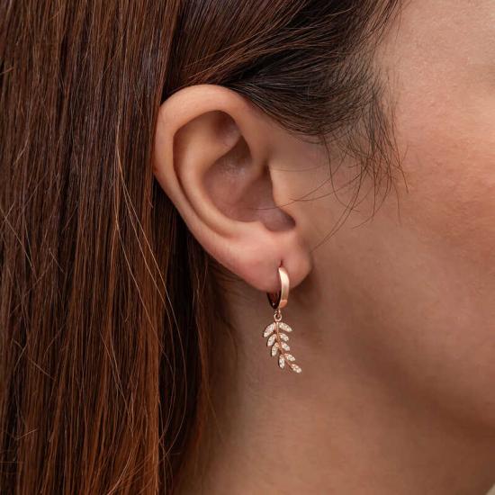 Gümüş Rose Sallantılı Başak Kadın Küpe