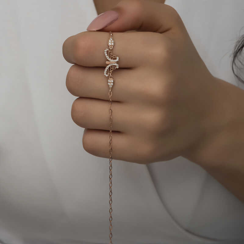 ​Gümüş Rose Kelebek Kadın Bileklik