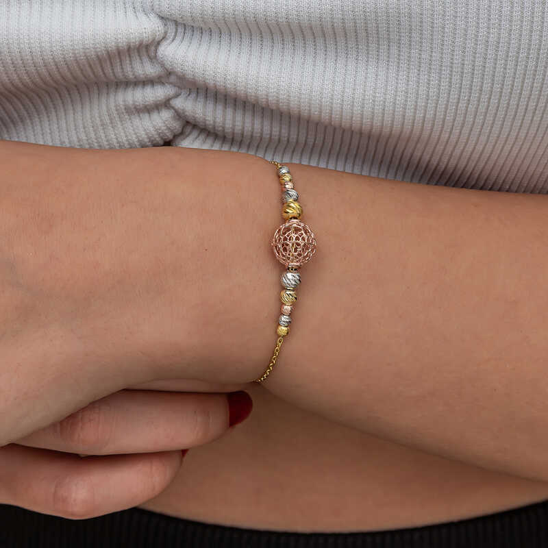 Gümüş Renkli Top Dorika Kadın Bileklik