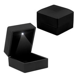 Gumush - Işıklı Siyah Renk Yüzük Ve Alyans Kutusu