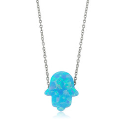 Gumush - Sterling Silver 925 Opal Hamse Necklace for Women