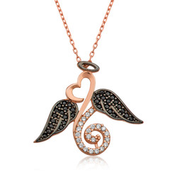 Gumush - Sterling Silver 925 Angel Wings Heart Necklace For Women