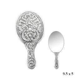 Gumush - Menekşe Desenli Gümüş El Aynası