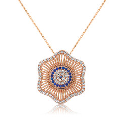 Gumush - Sterling Silver 925 Evil Eye Flower Necklace for Women