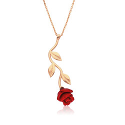 Gumush - Silver 925 Red Rose Necklace