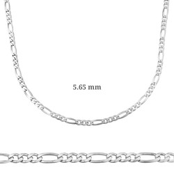 Gumush - Sterling Silver 925 Figaro Necklace Chain 5.65 mm