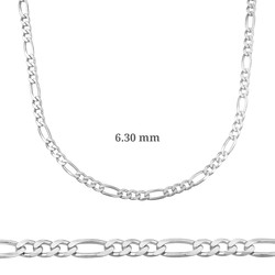 Sterling Silver 925 Figaro Necklace Chain 6.30 mm - Thumbnail