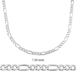 Sterling Silver 925 Figaro Necklace Chain 7.20 mm - Thumbnail