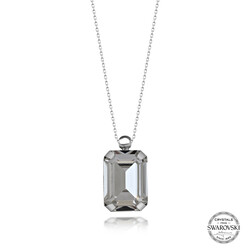 Swarovski Crystal Taşlı Baget Gümüş Kadın Kolye - Thumbnail