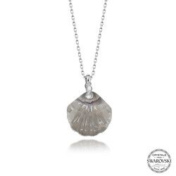 Swarovski Crystal Taşlı Deniz Kabuğu Gümüş Kadın Kolye - Thumbnail