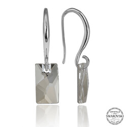 Gumush - Swarovski Crystal Taşlı Gümüş Beyaz Baget Sallantılı Kadın Küpe