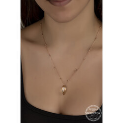 Gumush - Crystal Taşlı Rose Top Zincir Gümüş Kadın Kolye (1)