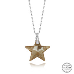 Swarovski Crystal Taşlı Yıldız Gümüş Kadın Kolye - Thumbnail
