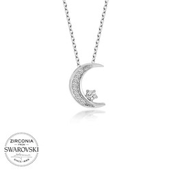 Gumush - Swarovski Taşlı Gümüş Ayyıldız Bayan Kolye