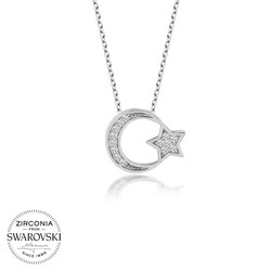 Gumush - Swarovski Taşlı Gümüş Ayyıldız Bayan Kolye