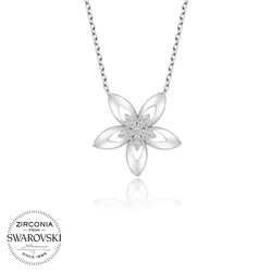 Gumush - Swarovski Taşlı Gümüş Çiçek Bayan Kolye