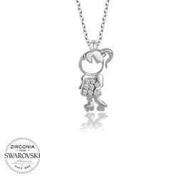 Gumush - Swarovski Taşlı Gümüş Çocuk Bayan Kolye